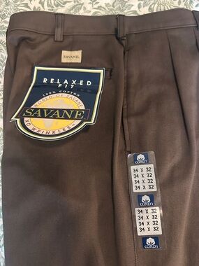 Savane Dark Brown Relaxed Fit Cotton Pants